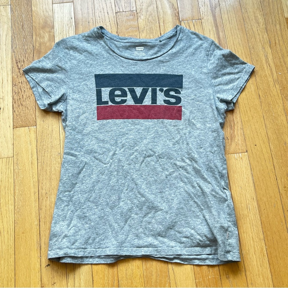 Levi's Gray Heather Logo Tee with White Print